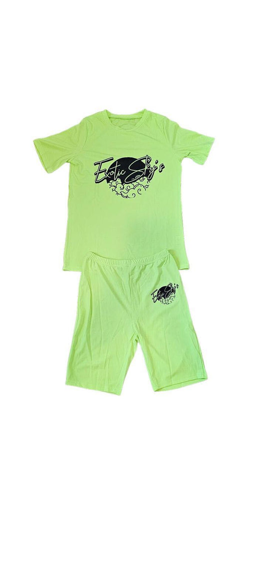 Women's Biker Set- Lime Green