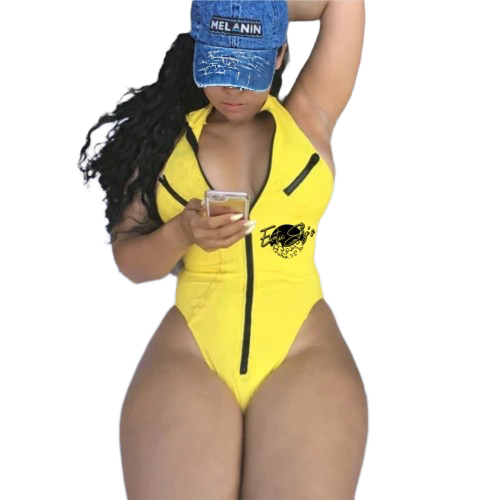 One Piece Exotic Swim Suit - Yellow